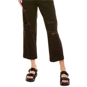 FRAME Denim Le Tomboy Washed Noir Rips Trouser Size 26